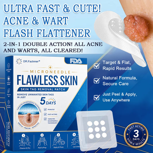 ✅ DR.Fachmer® 2-in-1 Microneedle & Hydrocolloid Patch | Raised Moles,Acne,  Flat Warts & Skin Tags Remover | Improves Wrinkles, Scars & Blemishes | Invisible Pimple Patches for Face & Body