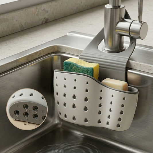 Budryla Kitchen Sink Drain Caddy - Quick-Dry & Mildew-Proof, Keeps Sponges and Brushes Dry for a More Hygienic Kitchen
