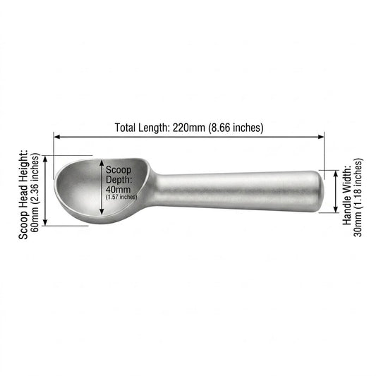 Budryla Heavy-Duty Metal Ice Cream Spoon - Solid One-Piece Construction with Comfort Handle - Professional Grade Non-Stick Scoop for Hard Ice Cream