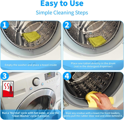 Washing Machine Cleaner Tablets – Deep Foaming Washer Cleaner for Odor, Grime & Hard Water Build-Up