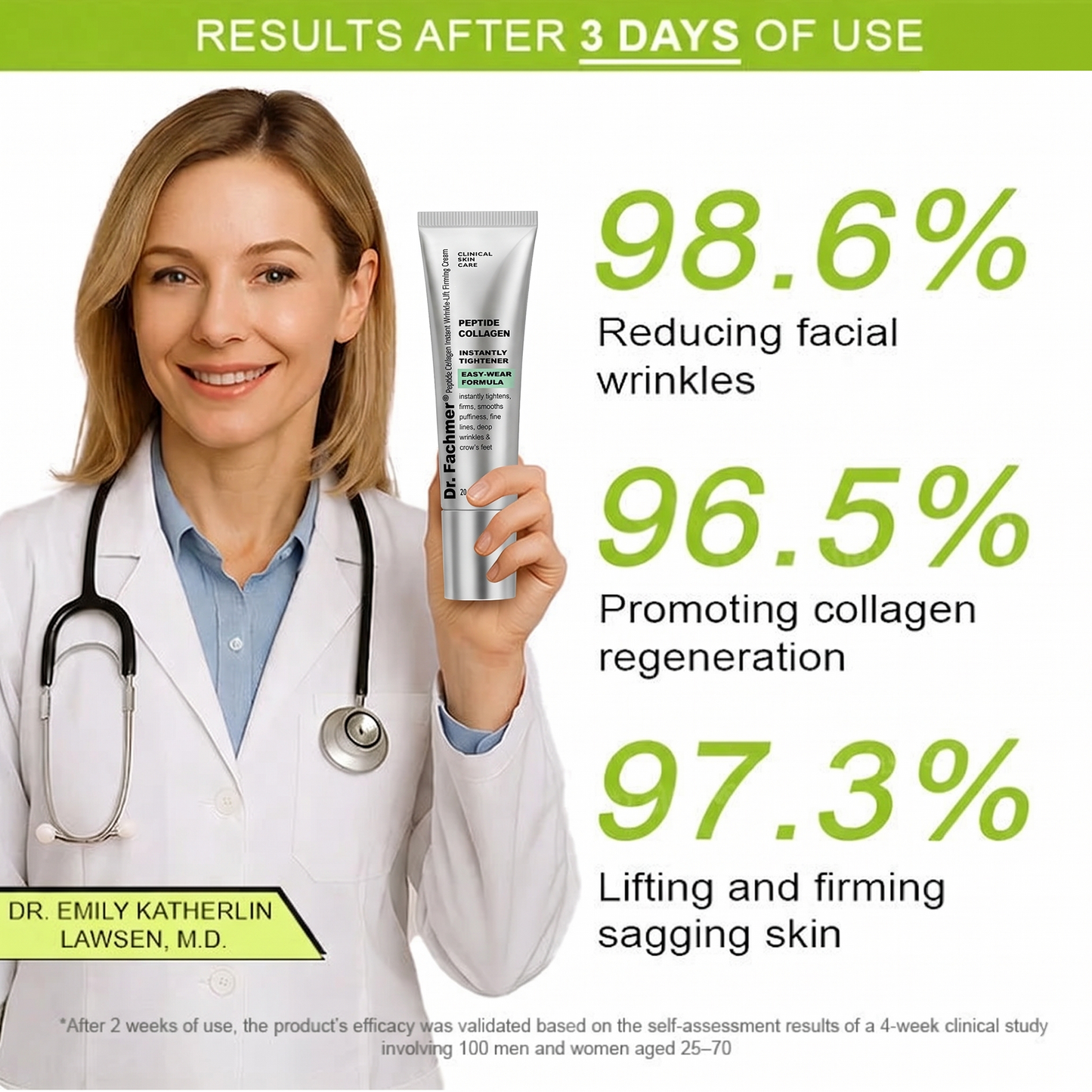 Dr. Fachmer®👩‍⚕️ Peptide Collagen INSTANT TIGHTENING + PEPTIDE FIRMING CARE, Instantly smooths puffiness and lines while supporting firmer skin with continued use