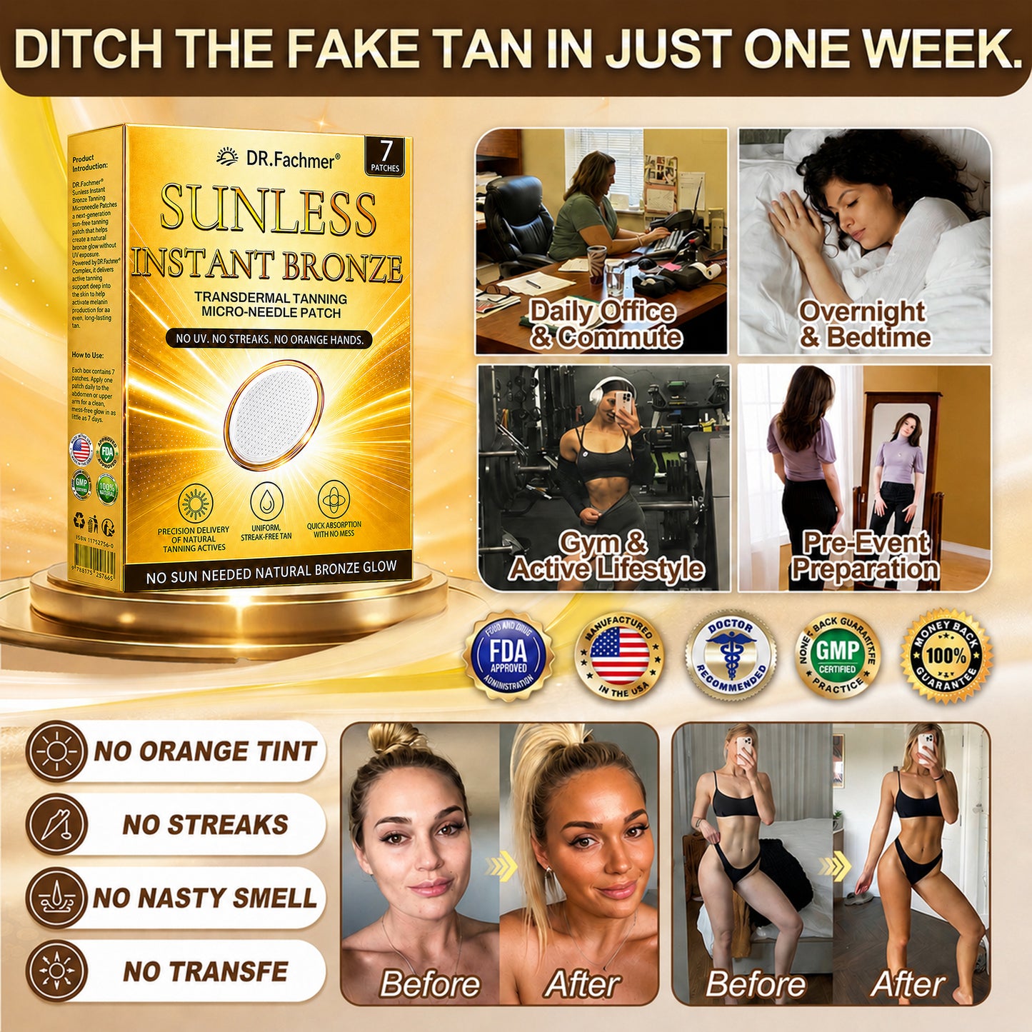 DR.Fachmer® 𝐒𝐮𝐧𝐥𝐞𝐬𝐬 𝐈𝐧𝐬𝐭𝐚𝐧𝐭 𝐁𝐫𝐨𝐧𝐳𝐞 𝐓𝐚𝐧𝐧𝐢𝐧𝐠 𝐌𝐢𝐜𝐫𝐨𝐧𝐞𝐞𝐝𝐥𝐞 𝐏𝐚𝐭𝐜𝐡 🔥